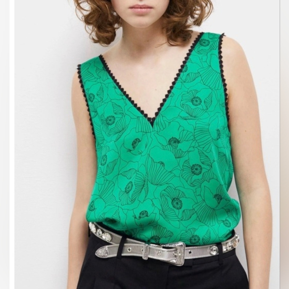 NWOT Kooples Green Top - Poppy Tank - Size Small - Picture 5 of 5